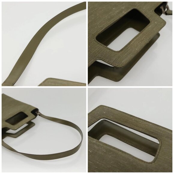 Salvatore Ferragamo Gancini Shoulder Bag Canvas Khaki Auth 117786 - Picture 16 of 16